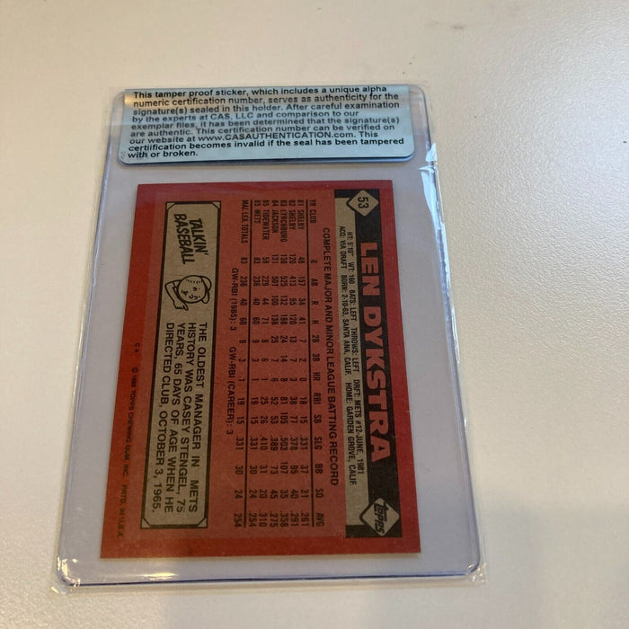 1986 Topps Lenny Dykstra Signed Baseball Card CAS Certified Auto