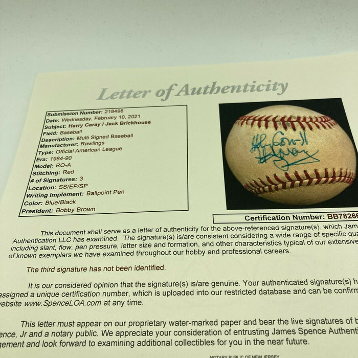 Harry Caray & Jack Brickhouse Chicago Cubs Broadcasters Signed Baseball JSA COA