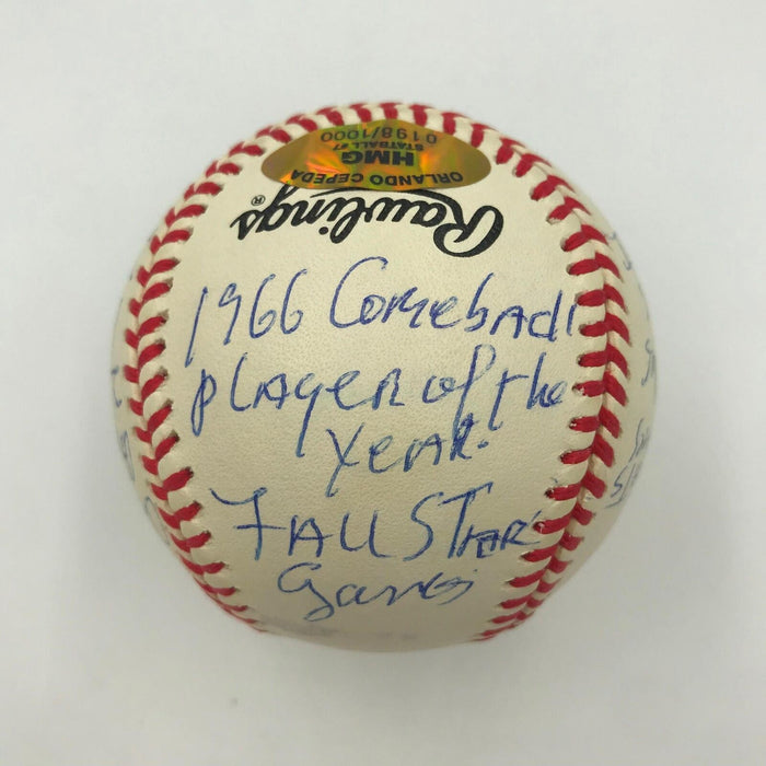 Orlando Cepeda Signed Heavily Inscribed Career Stat Baseball PSA DNA COA