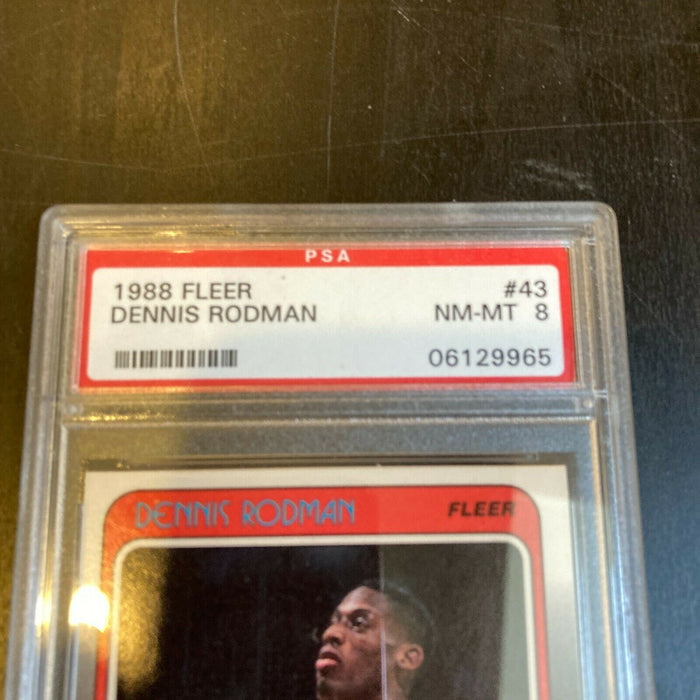 1988 Fleer Dennis Rodman #43 RC Rookie PSA 8 Near Mint