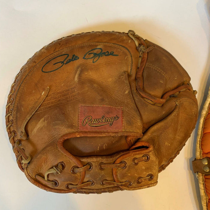 1950's Pete Rose Signed Game Used Little League Glove & Chest Protector PSA DNA
