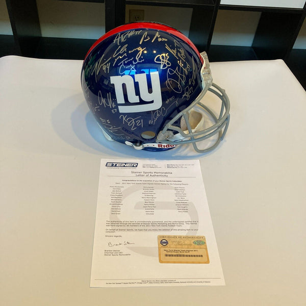 2011 New York Giants Super Bowl Champs Team Signed Full Size Helmet Steiner