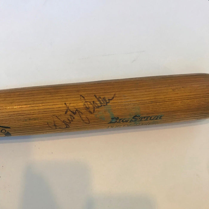 1985 Dusty Baker Signed Game Used Bat PSA DNA COA Graded 9 Outstanding Use