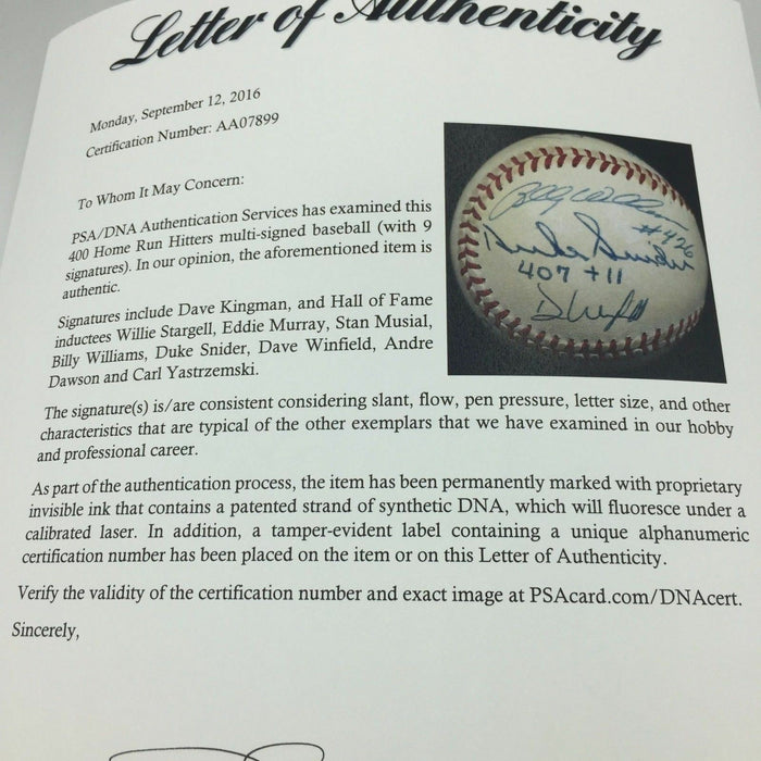 400 HR Club Signed Baseball Willie Stargell Stan Musial Carl Yastrzemski PSA COA