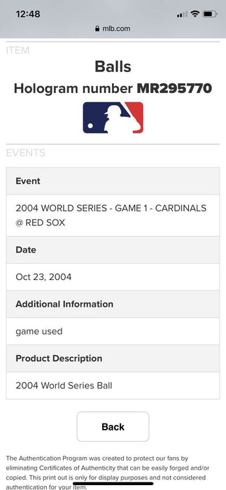 Historic 2004 Boston Red Sox Team Signed World Series Game Used Baseball JSA COA