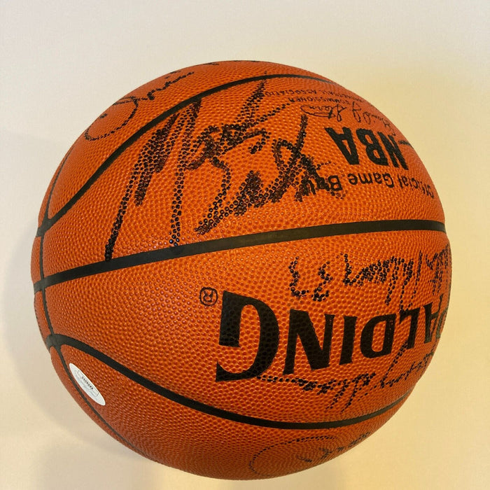 1990-91 Utah Jazz Team Signed NBA Game Basketball Karl Malone Stockton JSA COA