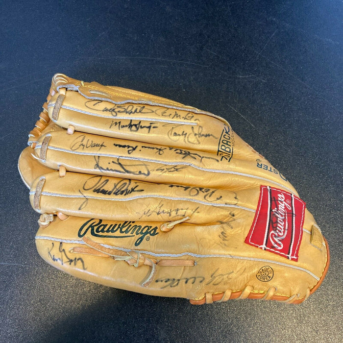 1989 Ken Griffey Jr Rookie Randy Johnson Multi Signed Baseball Glove JSA COA