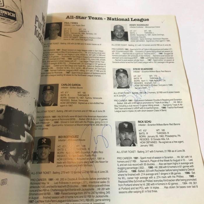 1992 Triple A All Star Game Signed Program Richmond Atlanta Braves 16 Sigs