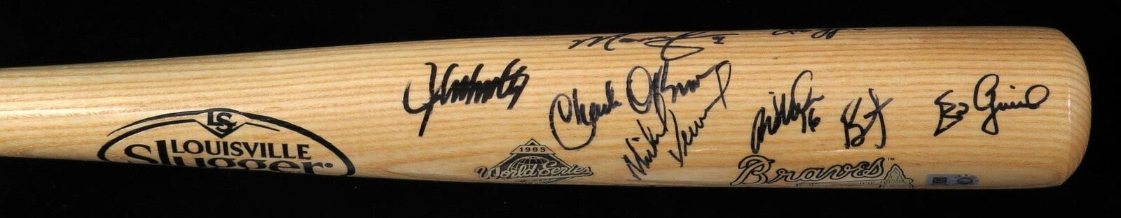 1995 Atlanta Braves World Series Champs Team Signed Bat Chipper Jones Maddux