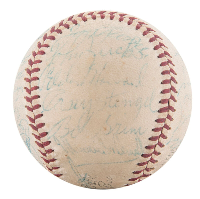1956 New York Yankees World Series Champs Team Signed Baseball Mickey Mantle JSA