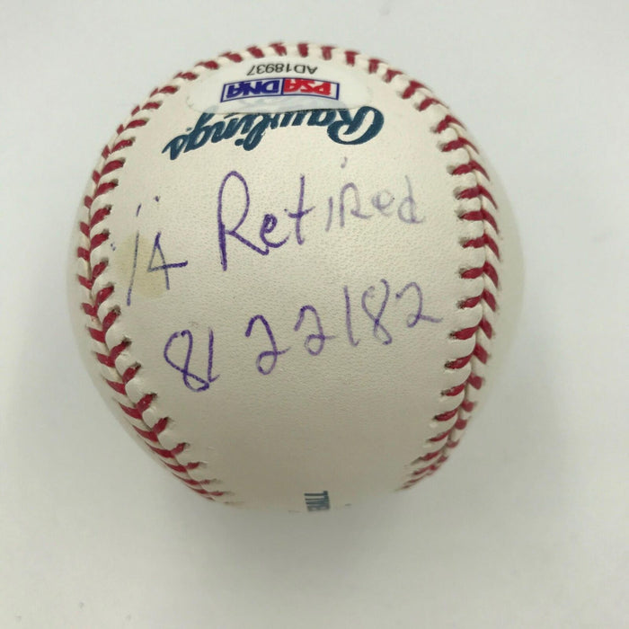 Ernie Banks #14 Jersey Retired 8/22/1982 Signed Heavily Inscribed Baseball PSA