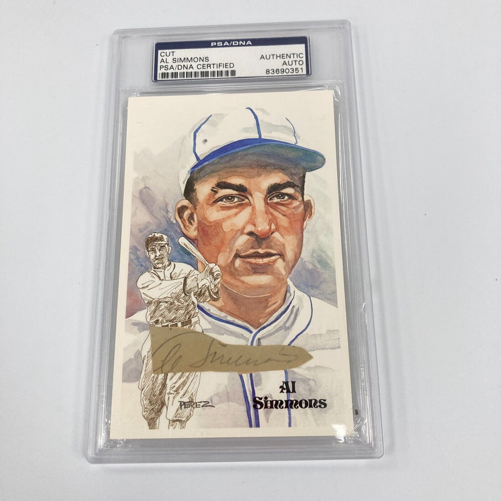 Al Simmons Signed Hall Of Fame Perez Steele Postcard Cut Signature PSA DNA