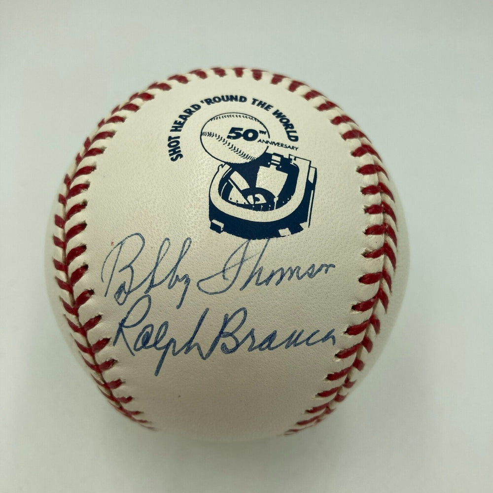 Ralph Branca Bobby Thomson Shot Heard Round World Signed Logo Baseball Steiner