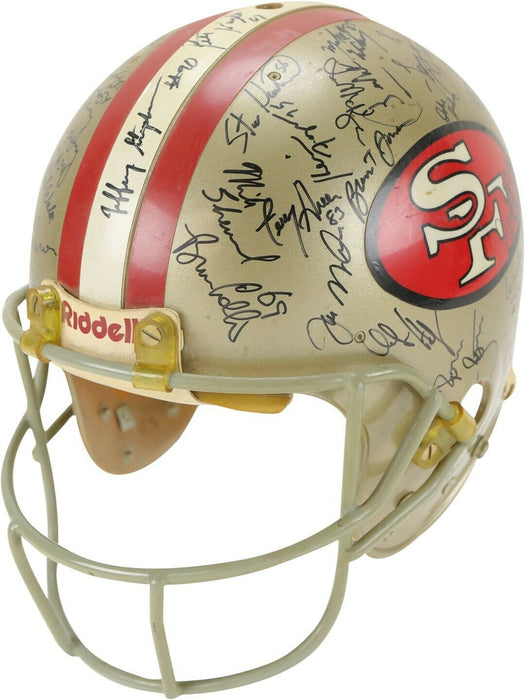 1989 San Francisco 49ers Super Bowl Champs Team Signed Game Helmet Beckett COA