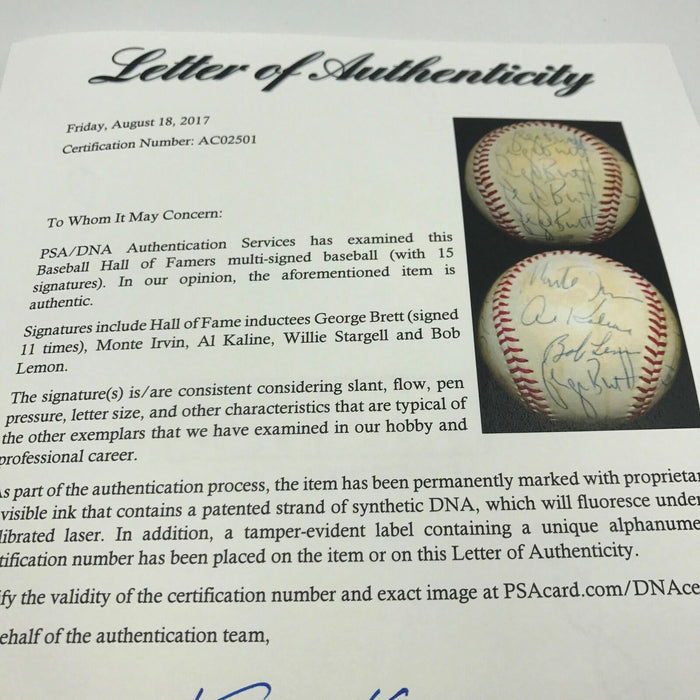 Incredible 1970's George Brett 11 Times! Signed American League Baseball PSA DNA