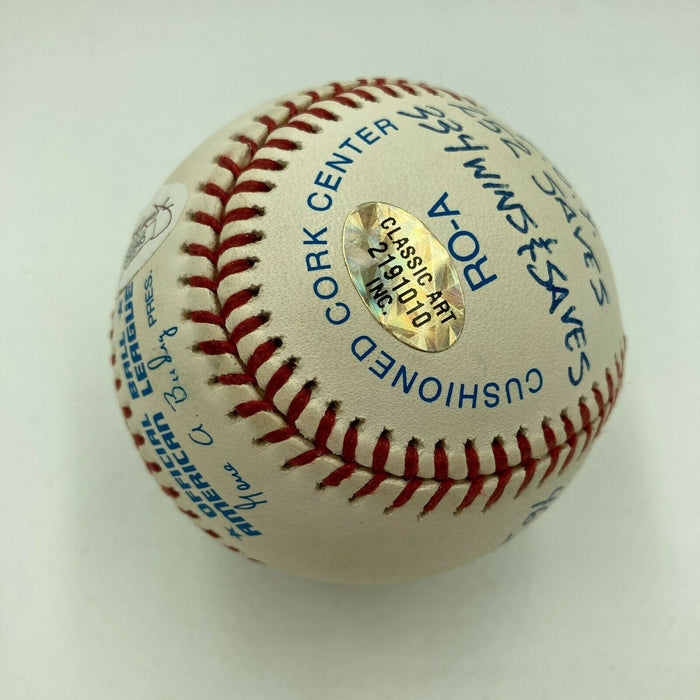 Dave Righetti Signed Heavily Inscribed Stat Baseball With JSA Sticker