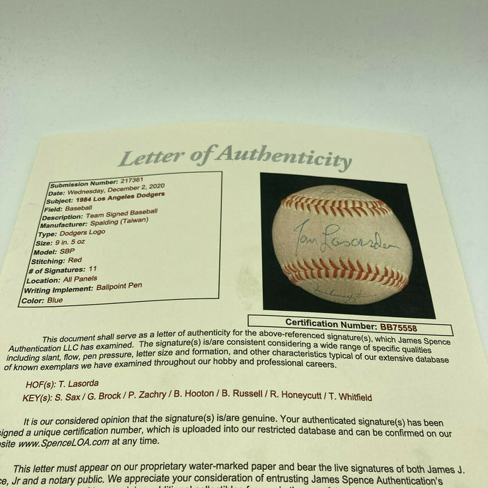 1984 Los Angeles Dodgers Team Signed Baseball With JSA COA Tommy Lasorda