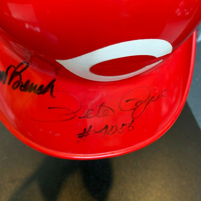 Pete Rose Johnny Bench Morgan Big Red Machine Signed Cincinnati Reds Helmet JSA
