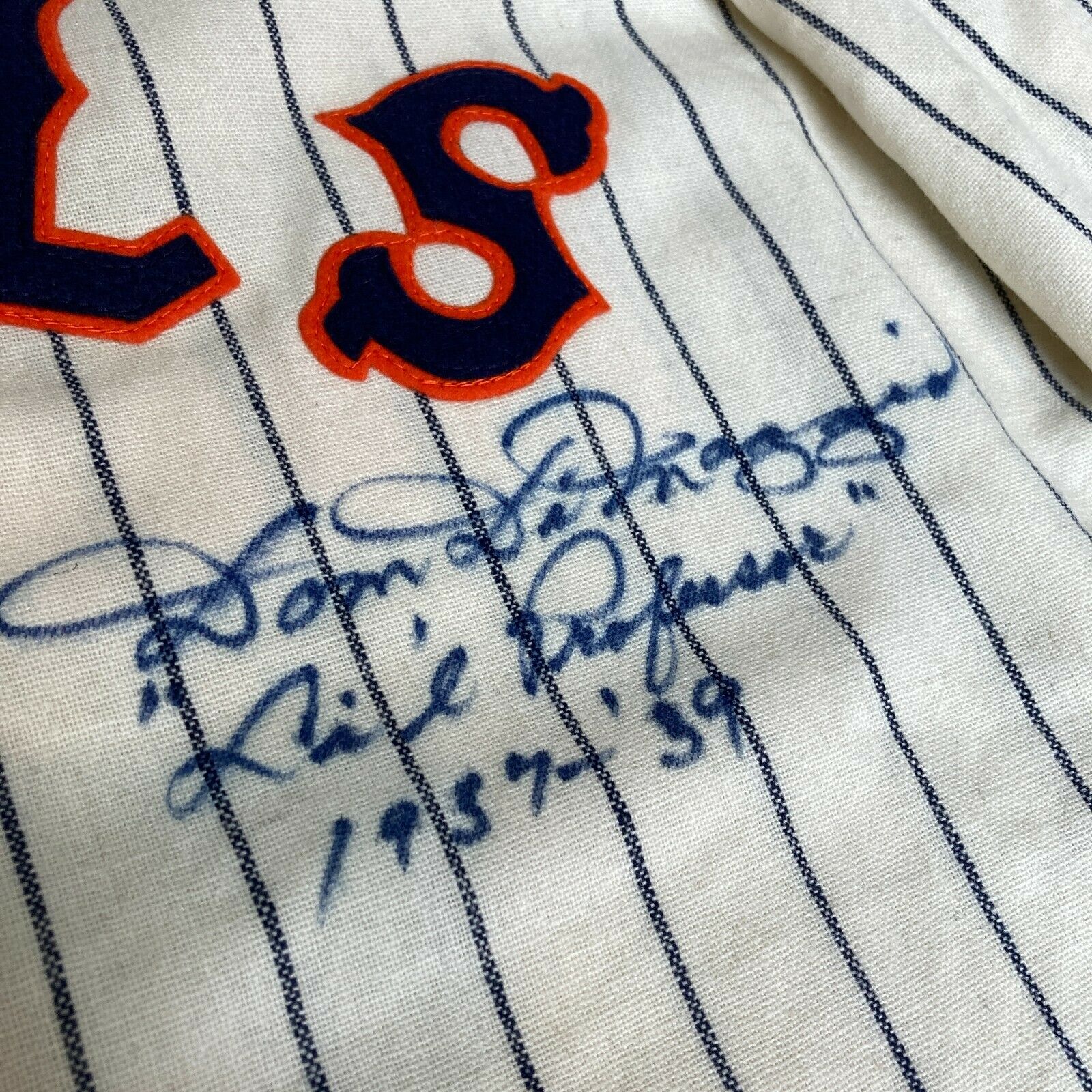 Dom Dimaggio Signed Inscribed San Francisco Seals Game Model Jersey JS —  Showpieces Sports