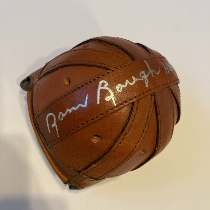 Sammy Baugh "HOF 1963" Twice Signed Vintage Leather Mini Helmet JSA COA