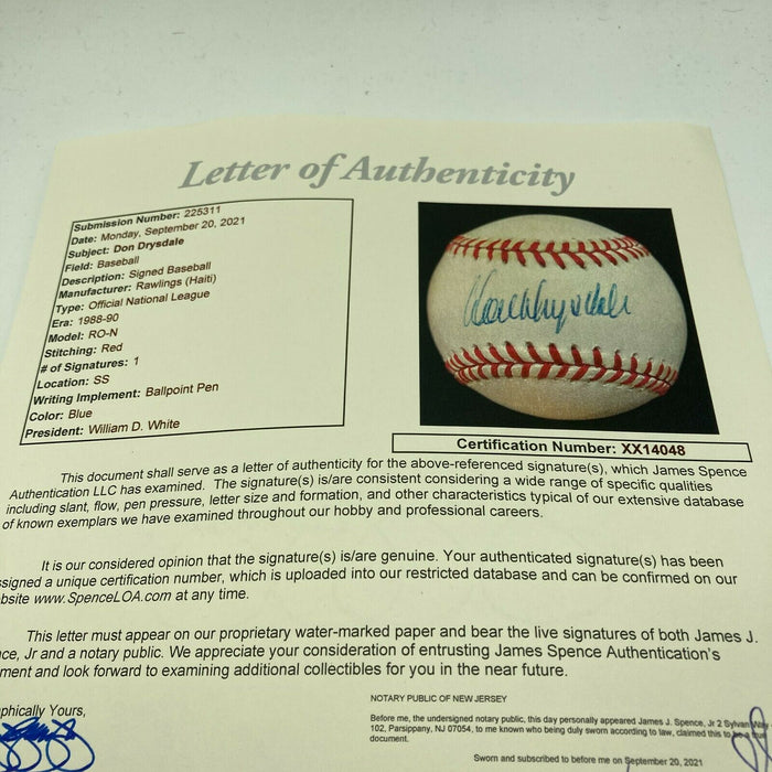 Don Drysdale Signed Autographed Official National League Baseball With JSA COA