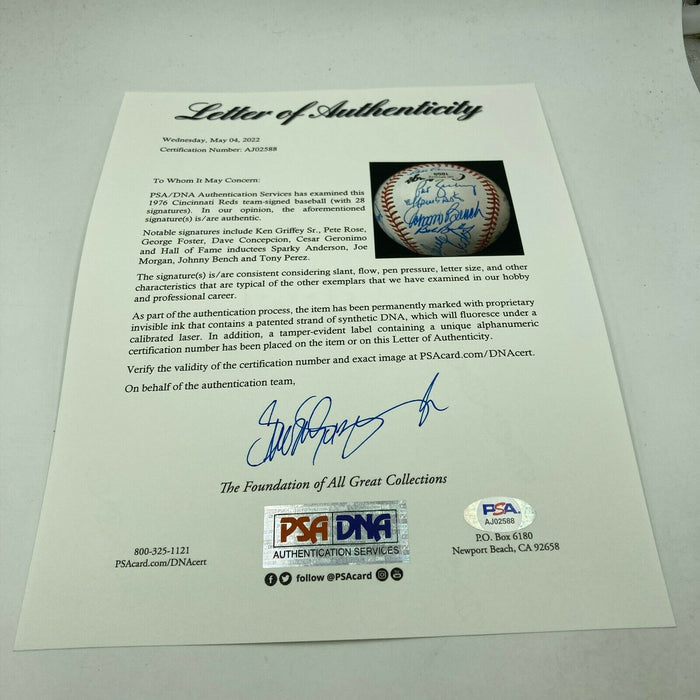 1976 Cincinnati Reds World Series Champs Team Signed Baseball PSA DNA Nice!