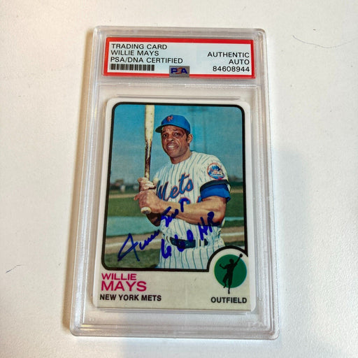 1973 Topps Willie Mays "660 Home Runs" Signed Porcelain Baseball Card PSA DNA