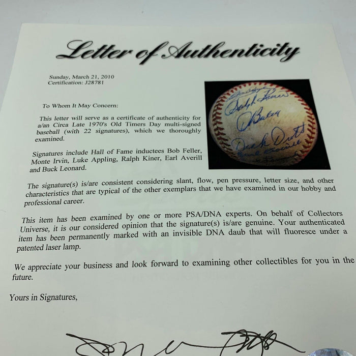 1970's Chicago Cubs Old Timers Day Multi Signed HOF Baseball With PSA DNA COA