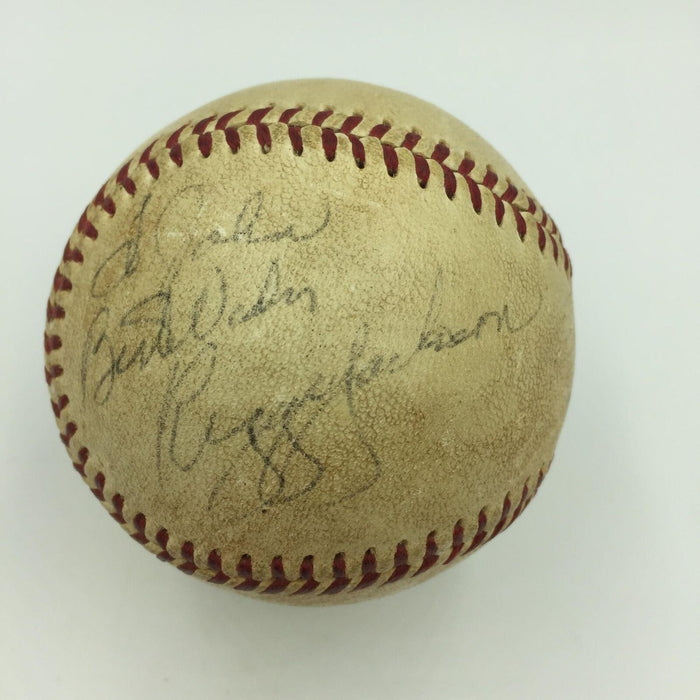 1967 Joe Dimaggio & Reggie Jackson Rookie Signed Game Used AL Baseball JSA COA