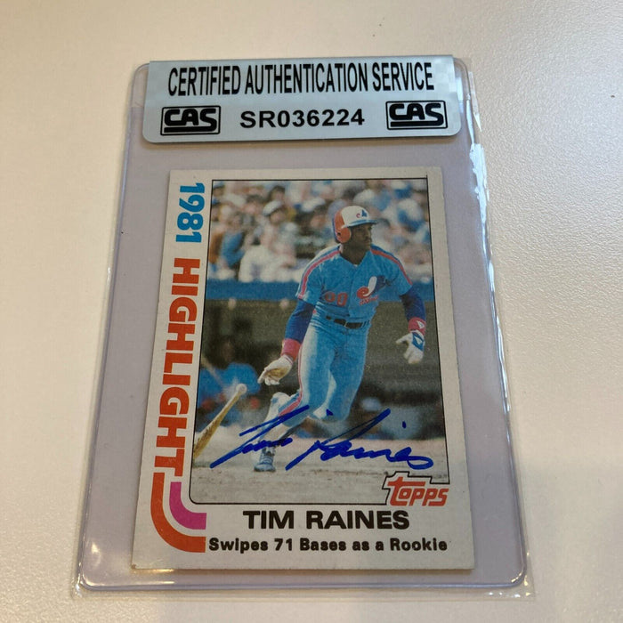 1982 Topps Tim Raines Signed Baseball Card CAS Certified Auto