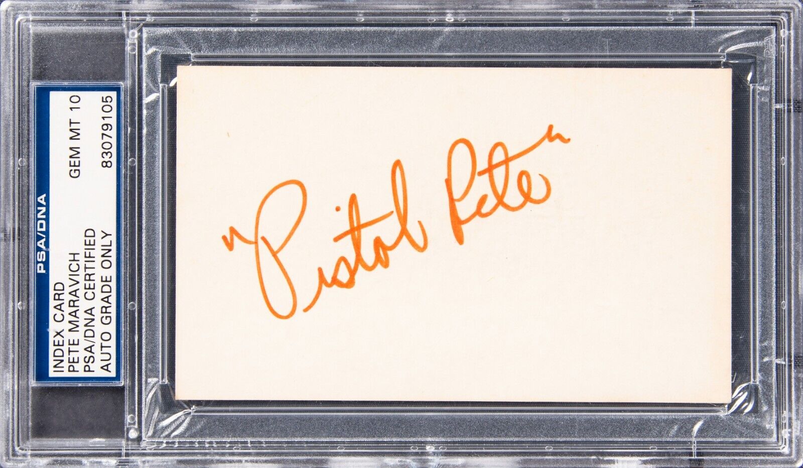 Pete Maravich "Pistol Pete" Signed Index Card  PSA/DNA GEM MT 10 Auto