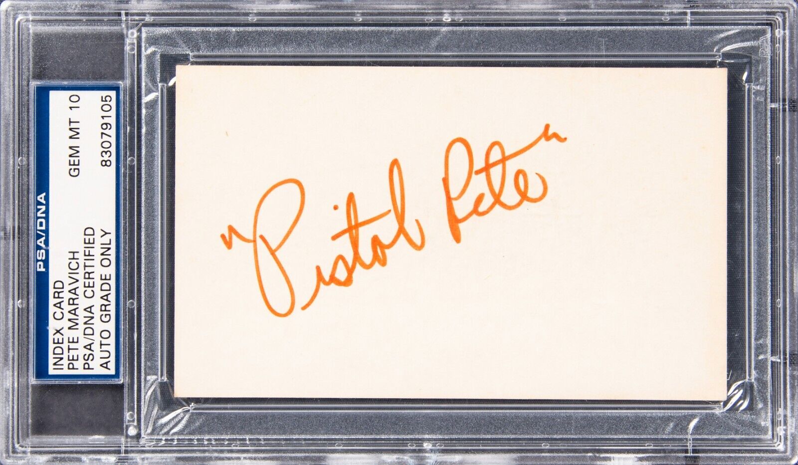 Pete Maravich "Pistol Pete" Signed Index Card  PSA/DNA GEM MT 10 Auto