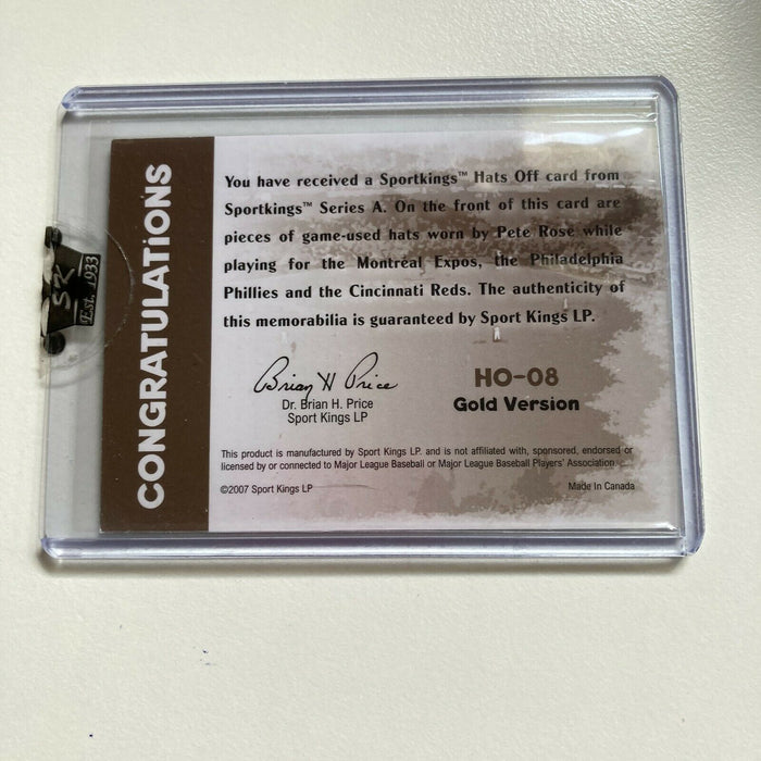 Leaf Sportkings National Convention Pete Rose 1/1 One Of One Game Used Jersey