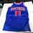 Isiah Thomas Signed Detroit Pistons STAT Jersey JSA COA DAMAGED