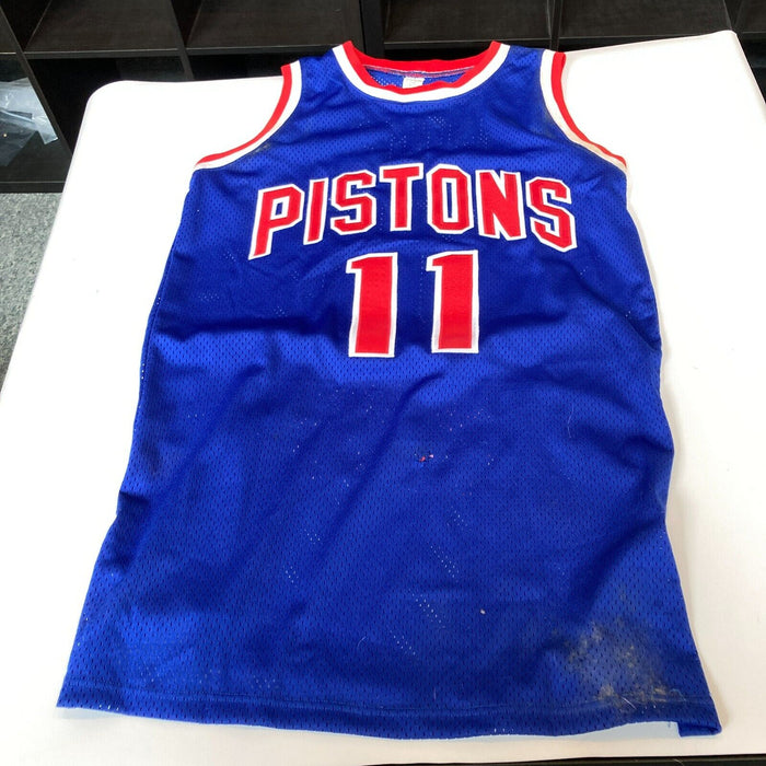 Isiah Thomas Signed Detroit Pistons STAT Jersey JSA COA DAMAGED