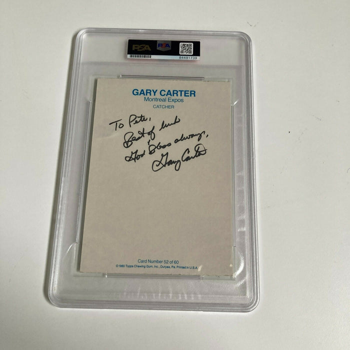 Gary Carter Twice Signed 1980 Topps Giants Jumbo Baseball Card PSA DNA