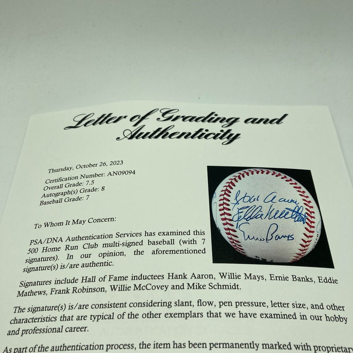 Willie Mays Hank Aaron Ernie Banks 500 Home Run Club Signed Baseball PSA DNA