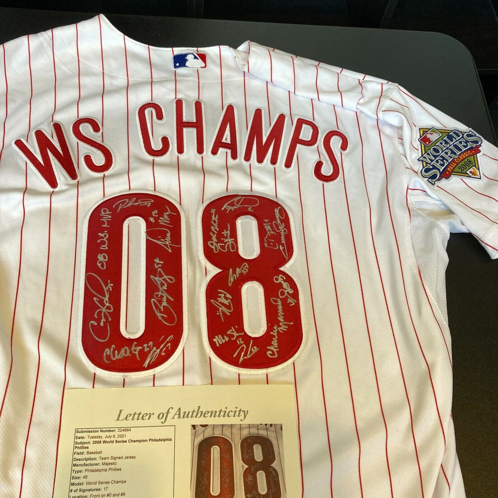 2008 Philadelphia Phillies World Series Champs Team Signed Jersey MLB —  Showpieces Sports