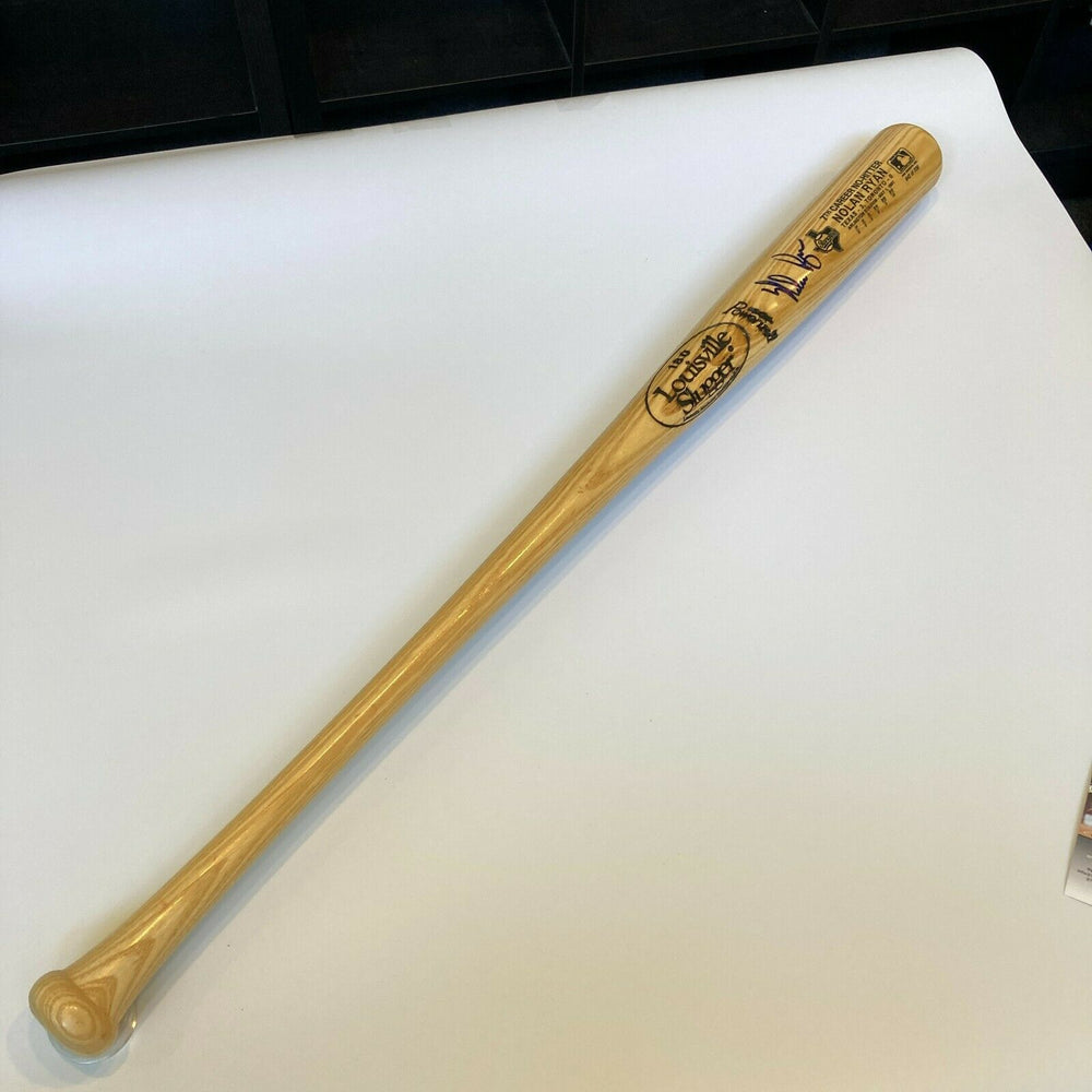 Nolan Ryan Signed 7 Career No Hitters Baseball Bat With JSA COA