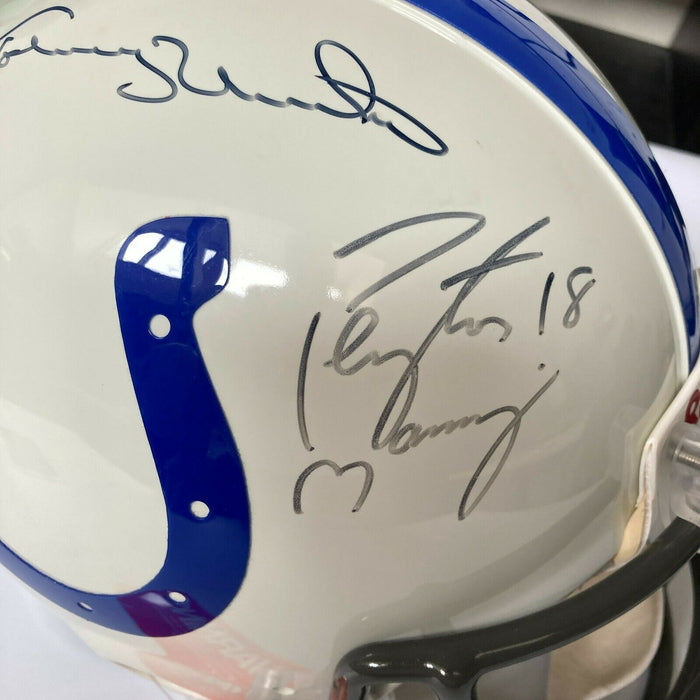 Johnny Unitas & Peyton Manning Signed Indianapolis Authentic Full Helmet JSA