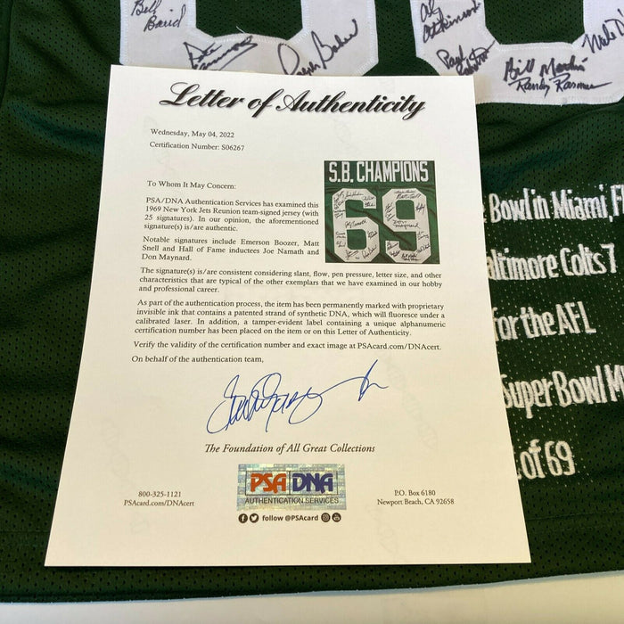 1969 New York Jets Super Bowl Champs Team Signed Jersey Joe Namath PSA DNA