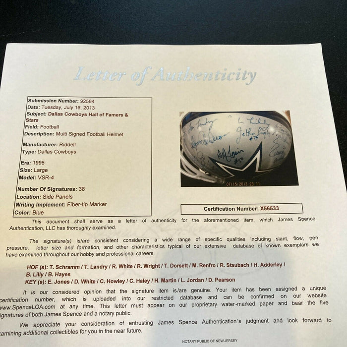 Dallas Cowboys Legends Signed Helmet Tom Landry Roger Staubach 38 Sigs JSA COA