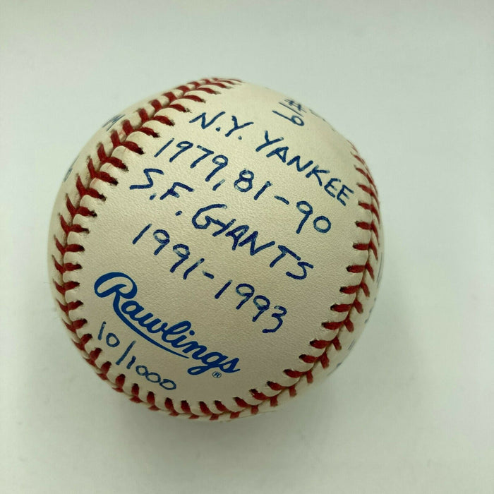 Dave Righetti Signed Heavily Inscribed Stat Baseball With JSA Sticker