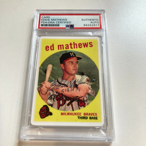 1959 Topps Eddie Mathews "512 Home Runs" Signed Porcelain Baseball Card PSA DNA