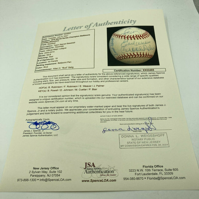 1970 Baltimore Orioles World Series Champs Team Signed Baseball With JSA COA