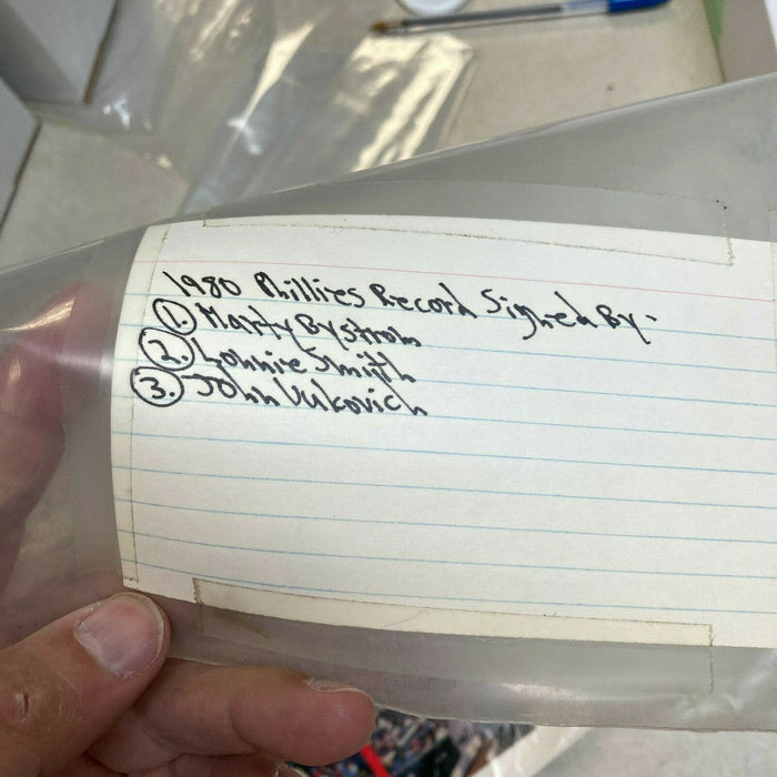 1980 Philadelphia Phillies World Series Champs Multi Signed LP Record Album