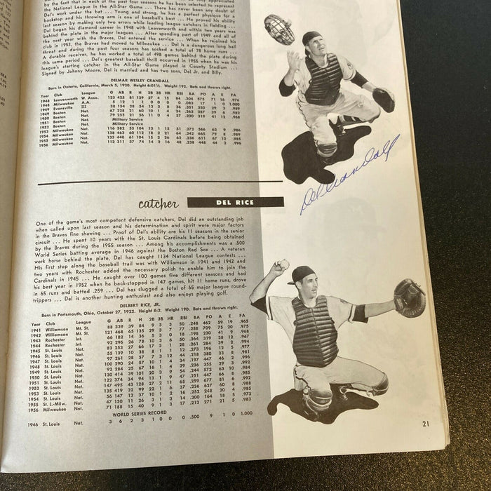 1957 Milwaukee Braves W.S. Champs Team Signed Yearbook Hank Aaron JSA COA