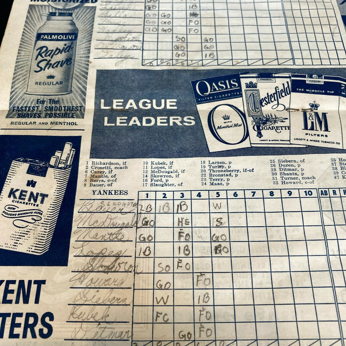 Johnny Kucks Signed Autographed 1950's New York Yankees Scorecard
