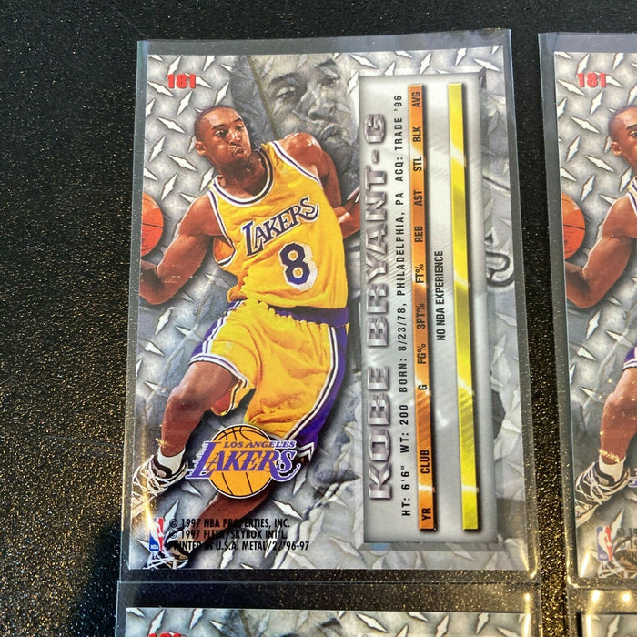 Lot Of (4) 1996-1997 Fleer Metal Kobe Bryant Rookie Cards RC #181