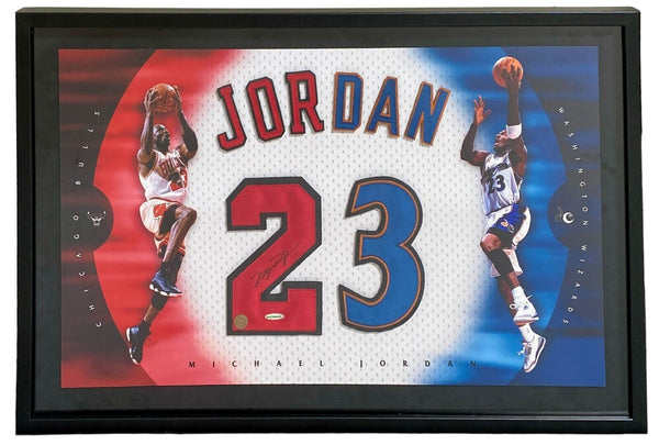 Michael Jordan Signed Jersey Numbers #23 Display Upper Deck UDA COA